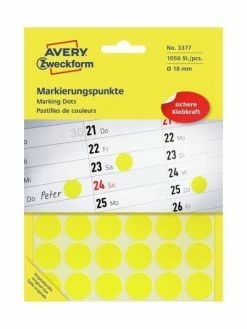 AVERY Zweckform Pastilles Permanentes - Ø 18 Mm - Jaune