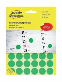 AVERY Zweckform Pastilles Permanentes - Ø 18 Mm - Vert
