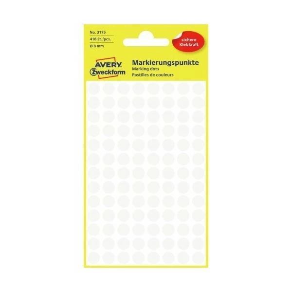 AVERY Zweckform Pastilles Permanentes - Ø 8 Mm - Blanc 1 AVERY Zweckform Pastilles Permanentes - Ø 8 Mm - Blanc