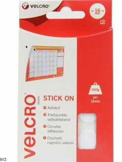VELCRO® Pastilles Velcro Auto Agrippantes - A Coller - Blanc - 16 Mm - 16 Pcs