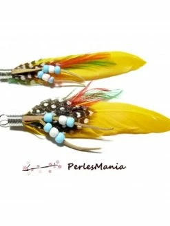 Perlesmania PAX 10 Pendentifs Plumes Breloques Jaune Orange Couleur NO D