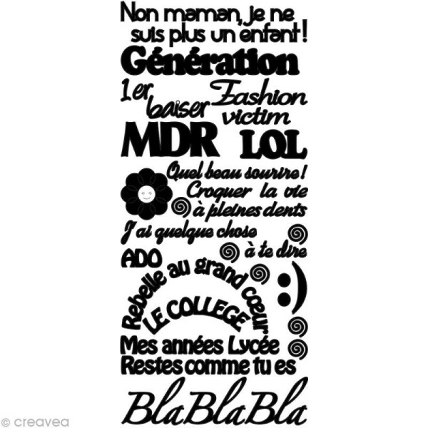 Geca Diffusion Peel Off Mes P'tits Mots - Adolescent Noir 1 Geca Diffusion Peel Off Mes P'tits Mots - Adolescent Noir