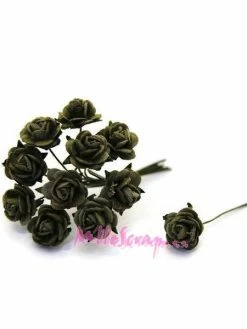 MlleScrap Petites Roses Papier Vert - 10 Pièces