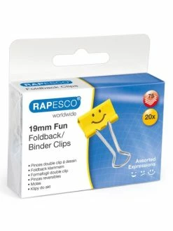 RAPESCO Pinces à Clip 19 Mm – Jaune Foncé (Paquet De 20)