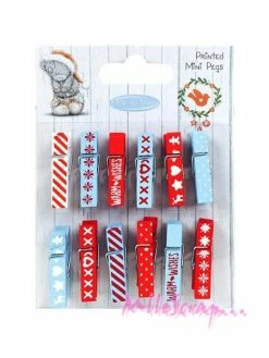 Me To You Pinces Décoratives Bois - NOEL - 12 Pièces