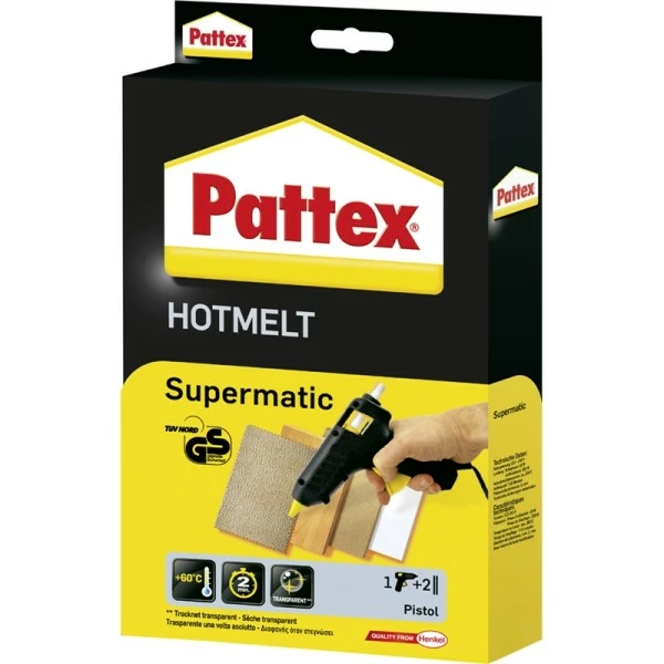 Pattex Pistolet à Colle HOT SUPERMATIC, Noir/jaune 1 Pattex Pistolet à Colle HOT SUPERMATIC, Noir/jaune