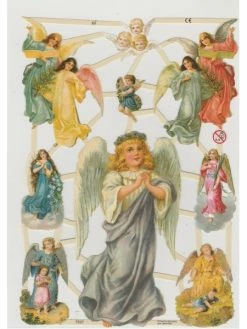 Planche De Chromo Découpis Die Cut Anges ECLAT 7237e Carterie Collage Ernst Freihoff