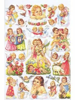 Planche De Chromo Découpis Die Cut Anges Naissance MICA 7017g Carterie Collage Ernst Freihoff