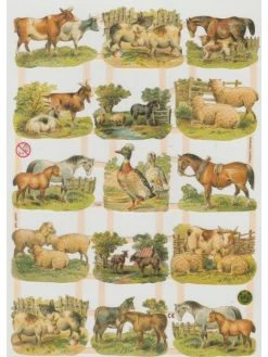 Planche De Chromo Découpis Die Cut Animaux Ferme ECLAT 7295e Carterie Collage Ernst Freihoff
