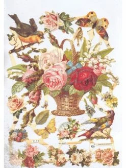 Planche De Chromo Découpis Die Cut Bouquet De Roses MICA 7157g Carterie Collage Ernst Freihoff