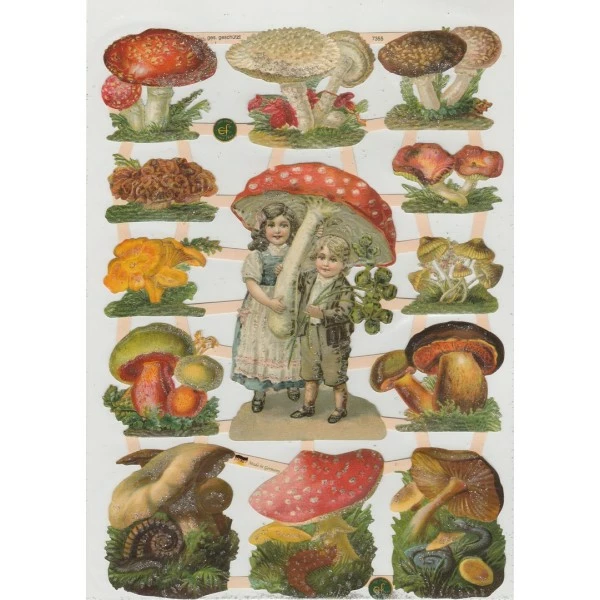 Planche De Chromo Découpis Die Cut Champignon MICA 7355g Carterie Collage Ernst Freihoff 1 Planche De Chromo Découpis Die Cut Champignon MICA 7355g Carterie Collage Ernst Freihoff