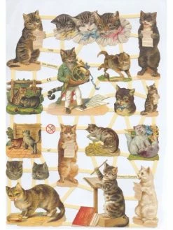 Planche De Chromo Découpis Die Cut Chats Savants ECLAT 7288e Carterie Collage Ernst Freihoff