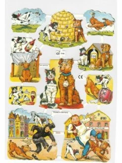 Planche De Chromo Découpis Die Cut Chien Chat ECLAT 7048e Carterie Collage Ernst Freihoff