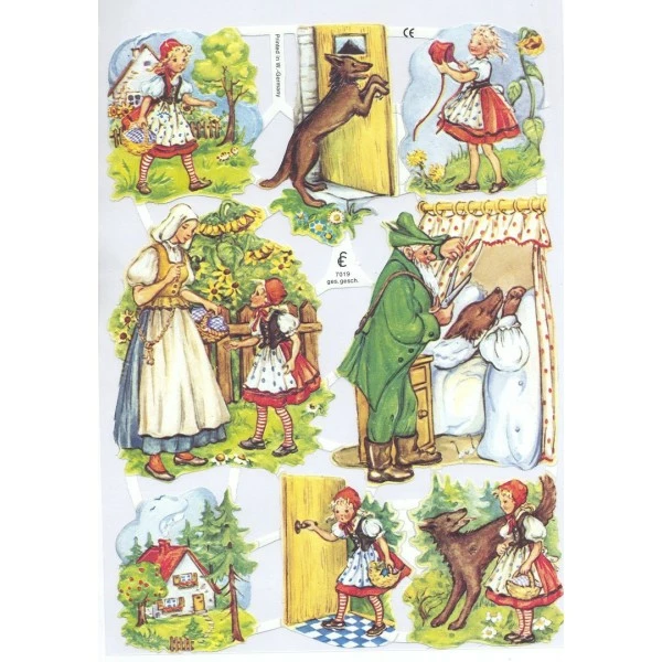 Planche De Chromo Découpis Die Cut Conte Le Petit Chaperon Rouge ECLAT 7019e Carterie Ernst Freihoff 1 Planche De Chromo Découpis Die Cut Conte Le Petit Chaperon Rouge ECLAT 7019e Carterie Ernst Freihoff