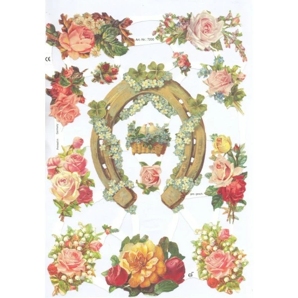 Planche De Chromo Découpis Die Cut Fleurs Fer à Cheval ECLAT 7200e Carterie Collage Ernst Freihoff 1 Planche De Chromo Découpis Die Cut Fleurs Fer à Cheval ECLAT 7200e Carterie Collage Ernst Freihoff