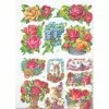 Planche De Chromo Découpis Die Cut Fleurs Roses Colombe MICA 7006g Carterie Collage Ernst Freihoff