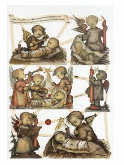 Ernst Freihoff Planche De Chromo Découpis Die Cut Illustration Berta Hummel ECLAT 7505e Carterie Collage E.Freihoff