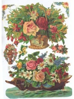 Planche De Chromo Découpis Die Cut Panier De Fleurs ECLAT 7176e Carterie Ernst Freihoff
