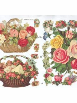 Planche De Chromo Découpis Die Cut Panier De Roses ECLAT 7098e Carterie Collage Ernst Freihoff
