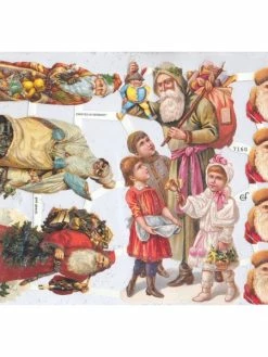 Planche De Chromo Découpis Die Cut Père Noël Victorien MICA 7160g Carterie Collage Ernst Freihoff