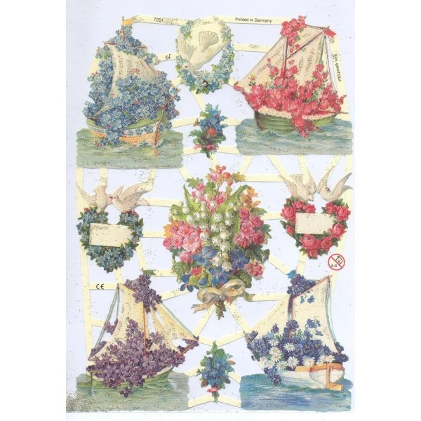 Planche De Chromo Découpis Die Cut Voiliers De Fleurs MICA 7251g Carterie Collage Ernst Freihoff 1 Planche De Chromo Découpis Die Cut Voiliers De Fleurs MICA 7251g Carterie Collage Ernst Freihoff