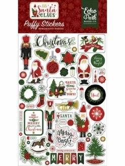 Planche De Stickers Noël - Here Comes Santa Claus Puffy - Echo Park