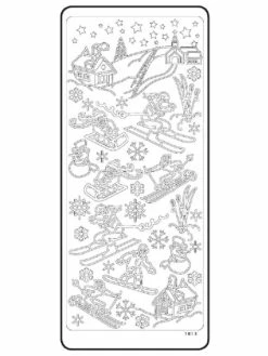 Vaessen Creative Planche De Stickers Peel Off Argenté Scène De Vacances D'hiver