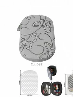 MDC Pochette à Couture 16x12cm Papillons Gris