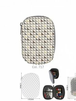 MDC Pochette à Couture 16x12cm Petits Triangles Marrons Et Gris