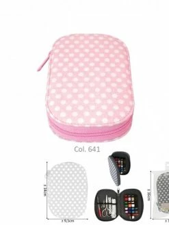 MDC Pochette à Couture 16x12cm Pois Blancs Sur Fonds Rose Clair