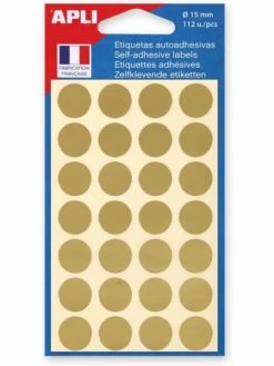 Apli Agipa Pochette De 112 Pastilles Rondes Dorées - 15 Mm - Écriture Manuelle