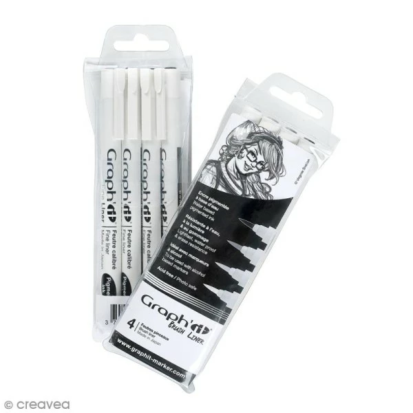 Pochette De 4 Feutres Pinceaux Gris/noir - Graph'it Brush Liner 2 Pochette De 4 Feutres Pinceaux Gris/noir - Graph'it Brush Liner – Image 2