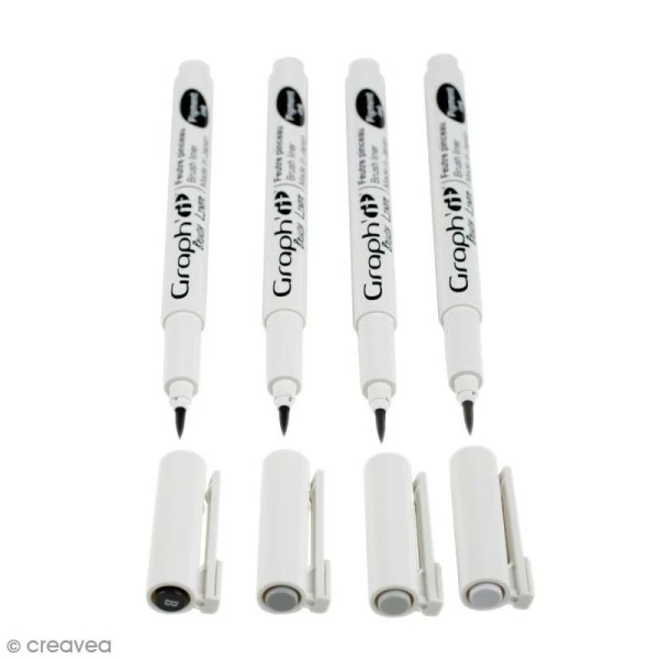 Pochette De 4 Feutres Pinceaux Gris/noir - Graph'it Brush Liner 3 Pochette De 4 Feutres Pinceaux Gris/noir - Graph'it Brush Liner – Image 3