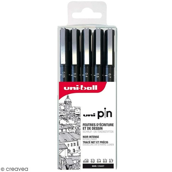 Uni Pochette De 5 Feutres Techniques à Pointe Calibrée 005/02/04/05/07 Mm 1 Uni Pochette De 5 Feutres Techniques à Pointe Calibrée 005/02/04/05/07 Mm