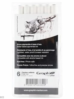 Pochette De 6 Feutres Noirs à Pointe Fine - Graph'it Fine Liner