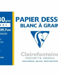 CLAIREFONTAINE Pochette Dessin à Grain 21x29,7 12f 180g Blanc