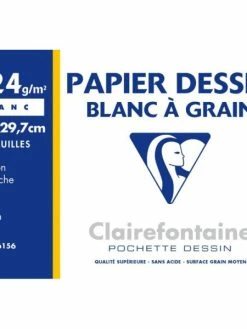 CLAIREFONTAINE Pochette Dessin à Grain 21x29,7 12f 224g Blanc