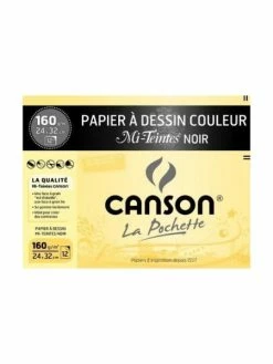 Pochette Mi-teinte "Canson" 24x32 160g. - Noir