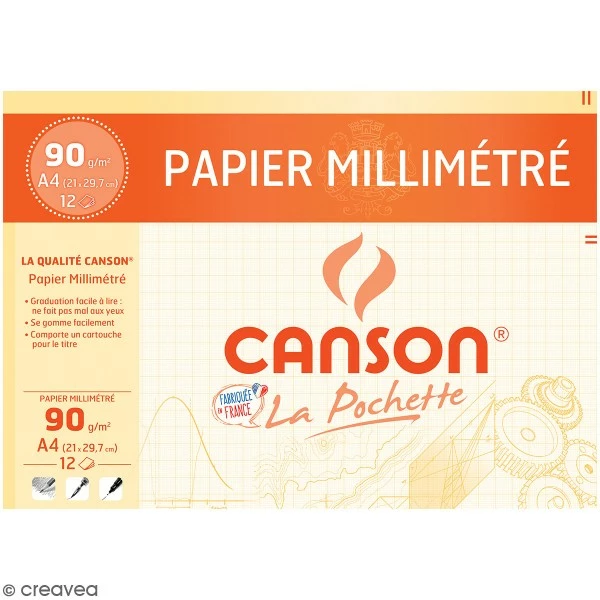 Pochette Papier Coloré Millimétré Canson - 21 X 29,7 Cm - 12 Feuilles 1 Pochette Papier Coloré Millimétré Canson - 21 X 29,7 Cm - 12 Feuilles