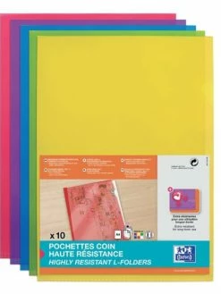 Oxford Pochettes-coin Haute Résistance, A4, PVC, 0,15 Mm - Assorti