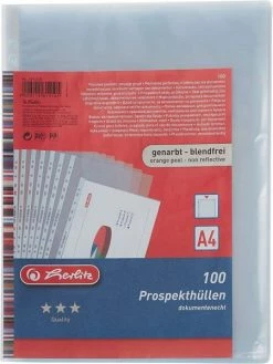 Herlitz Pochettes Perforées - A4 - Lisses - 0,055 Mm - Par 100