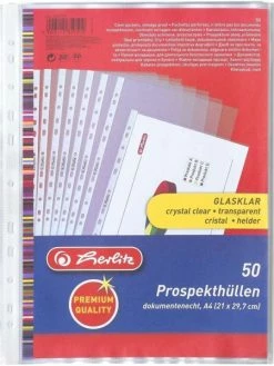 Herlitz Pochettes Perforées - A4 - Lisses - 0,09 Mm - Par 50