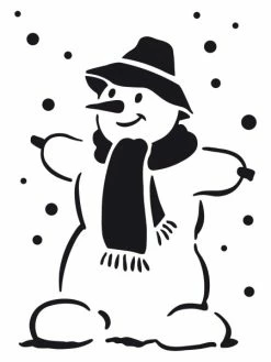 Artif Pochoir Planche Plastique 15x21cm, Bonhomme De Neige 16cmx 11,5cm Et Flocons, Pour Le Scrap