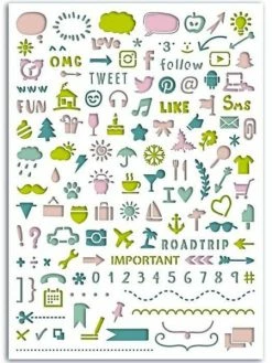 Draeger By Toga Pochoir Pour Bullet Journal 15 X 20 Cm - Icônes