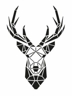 Artif Pochoir Trophée Tête De Cerf Géométrique , Dim. 26 X 19 Cm En Plastique, Planche A4