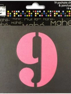 Mahé Pochoirs Chiffres Et Ponctuation - 9 Cm - 19 Pcs