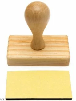 Rico Design Poignée Tampon Bois - Base Rectangulaire De 8 X 4,3 Cm