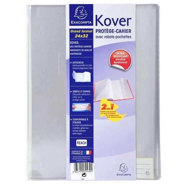 Exacompta Protège-cahier "Kover" - 240 X 320 Mm - Incolore 1 Exacompta Protège-cahier "Kover" - 240 X 320 Mm - Incolore