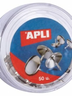 Apli Agipa Punaises Tête Plate - Couleur Blanc - Diamètre 10 Mm - 50 Unités