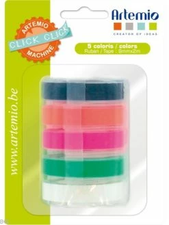Recharge Pour étiqueteuse Click Click Artemio - Ass. 5 Rubans Fluo